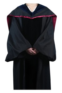 訂製黑色男女裝畢業袍     設計藍色撞紅色兜帽畢業袍    哲學碩士（Mphil）高級文憑畢業袍    畢業袍生產商    香港城市大學    CITY U畢業袍供應商      DA517